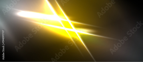 Bright yellow light streaks across dark background. Abstract energy radiates, creating dynamic visual effect. Intense glow dominates composition.