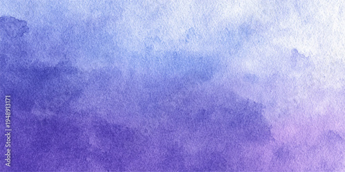 An abstract blue and purple watercolor background featuring a grunge paper texture with vintage paint splatters on a rough canvas for an artistic wall design backdrop