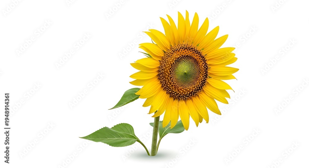 Obraz premium Vibrant Sunflower on White Background Isolated.