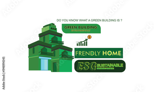 ESG Sustainable Business Growth Concept with Green Corporate Building and Financial Chart