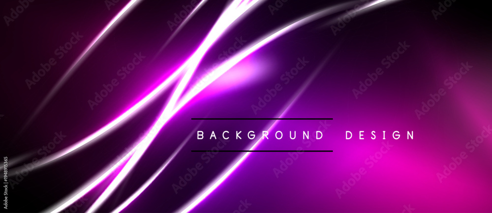 Naklejka premium Abstract purple lines over black background. Modern design element, dynamic composition, sleek presentation. Minimalist aesthetic, vibrant colors.