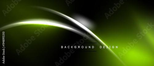 Abstract green background. Smooth curves create dynamic light effect. Modern design suitable for digital projects.