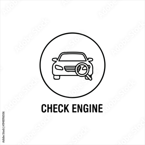 Check engine dashboard light icon with warning siren and exclamation mark
