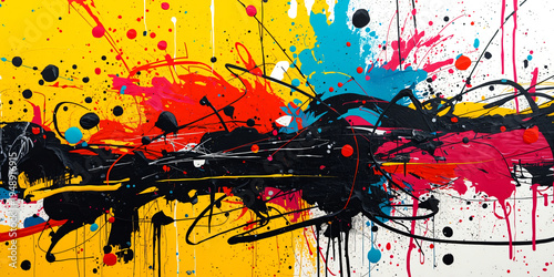 Abstract colorful art painting background with paint splashes and artistic texture wallpaper design.