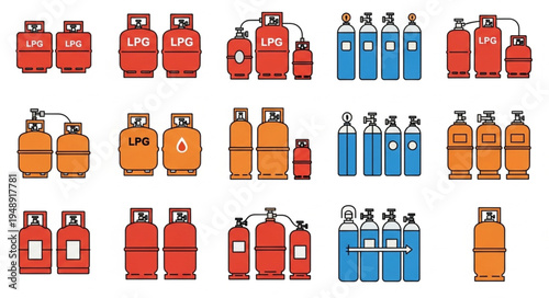 Collection of Gas Cylinders - A Variety of Industrial and Domestic Fuel Storage Solutions.