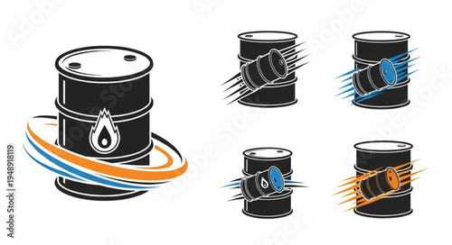 Oil Barrel Illustrations - Energy Industry and Petroleum Concepts.