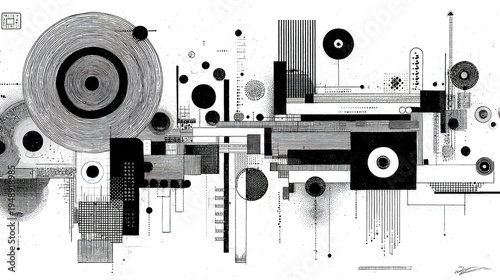 Complex Geometric Abstract Art, Technical Drawing Concept