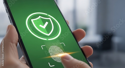Modern Smartphone Scan Fingerprint Shield Icon