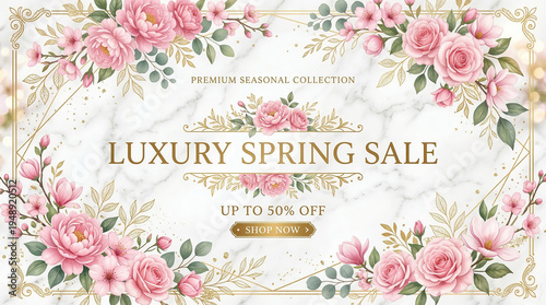 Wallpaper Mural Elegant Luxury Spring Sale Floral Frame Background Torontodigital.ca