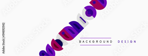 Abstract colorful shapes create dynamic background. Minimalist design with purple, pink, gray elements. Modern aesthetic.