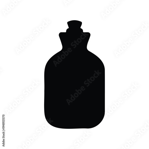 Hot water bottle silhouette icon vector flat design.