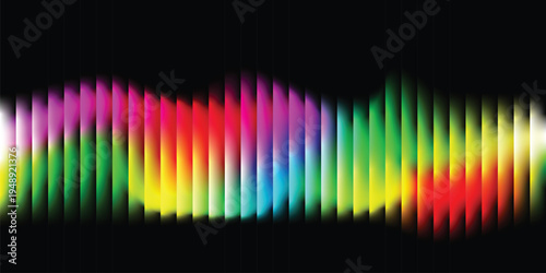 Abstract Rainbow Audio Waveform and Dynamic Light Bars Background on Black