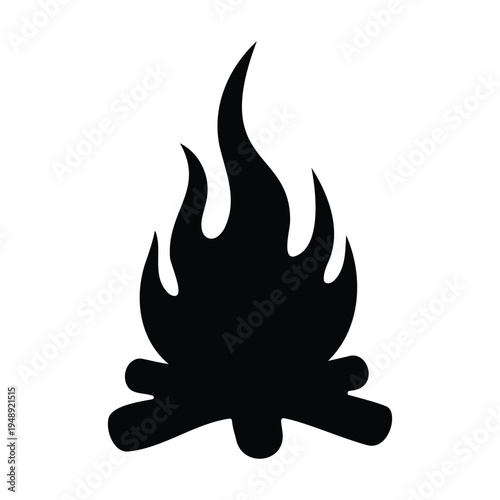 Campfire silhouette icon vector flat design.