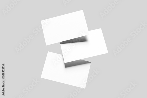 Floating Business Cards Trio Mockup Minimal Blank Branding Template