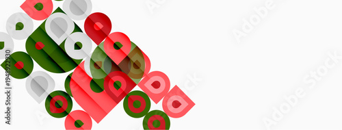 Abstract design features colorful rounded rectangles, overlapping diagonally. Minimalist composition, simple shapes, vibrant hues present.