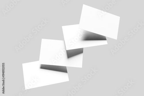 Diagonal Floating Business Cards Mockup Minimal Blank Branding Template