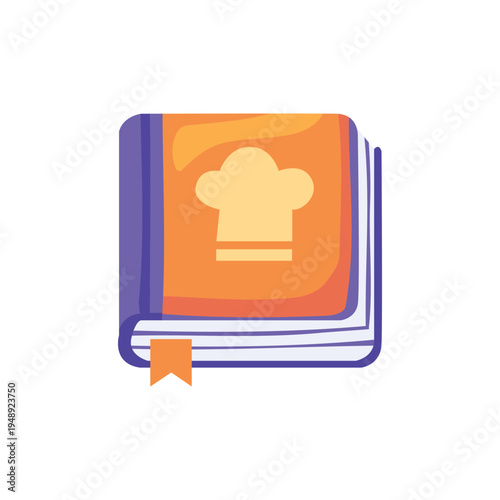 Cooking Recipe Book with Chef Hat Cover Flat Illustration