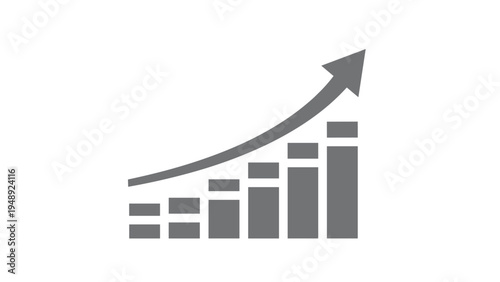 Economic recovery and steady growth represented by gray bar charts with a smooth upward curving arrow for success.