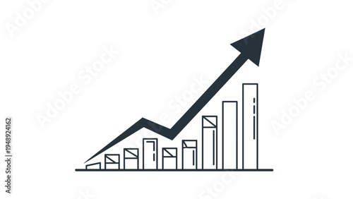 Financial growth and positive business performance illustrated with a rising line graph and bar charts on a white background.