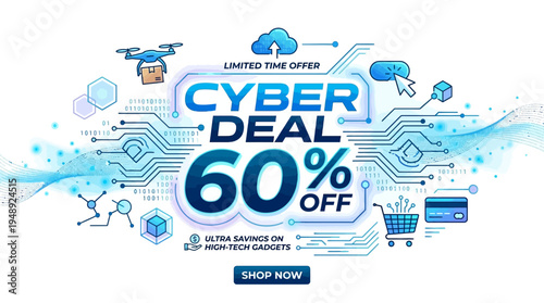 Cyber Deal Banner with 60% Off for Gadgets