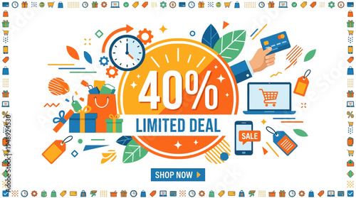Colorful 40% Limited Deal Promotion Banner