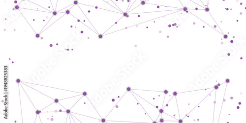Vector Network connections on transparent background purple nodes and lines