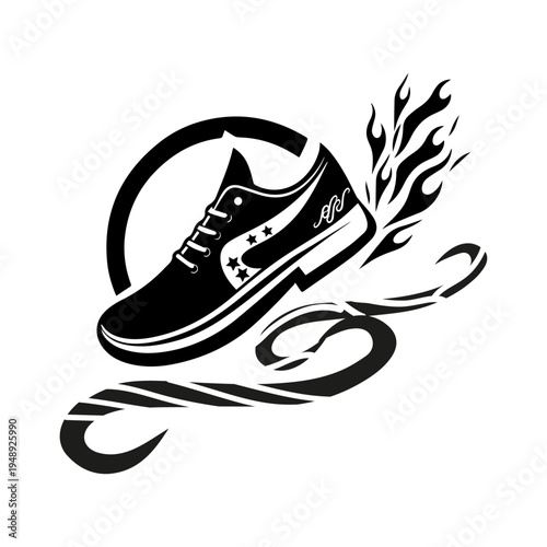Vector illustration of a pair of leather skates and white sport sneakers isolated on background as fashion footwear for running and training