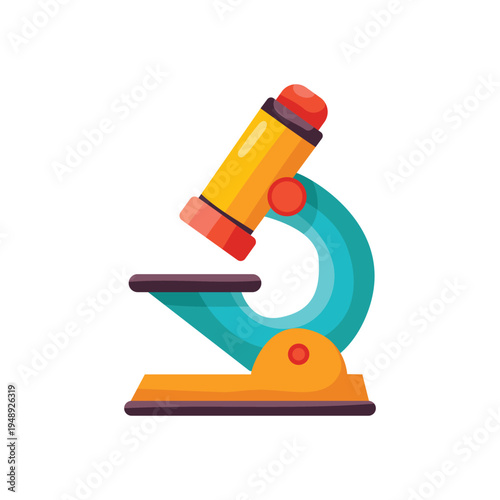 Laboratory Microscope Scientific Research Equipment Flat Illustration