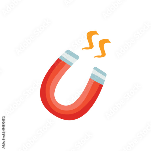 Magnet With Magnetic Field Physics Concept Flat Illustration