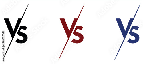 Minimalist 3D 'vs' symbols in contrasting colors for business, marketing, or debate presentations. Ideal for commercial use in advertising, websites, and educational materials.