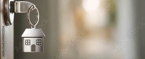 The House Key Hanging from a Door Lock Symbolizing Homeownership and Security