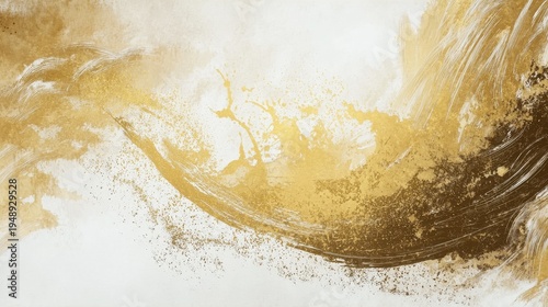 Golden brush texture on washi paper, luxury abstract background for wedding cards, branding, or digital art, warm neutral palette, hand-painted style.