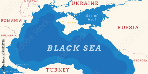 Black Sea map background. Crimea war. Ukraine and Russia