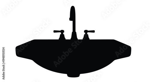 Modern bathroom sink and vanity top in stark black silhouette