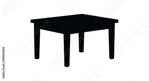 Simple black table against a white background a stark silhouette