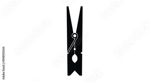 A simple black clothespin design presented as a stark silhouette