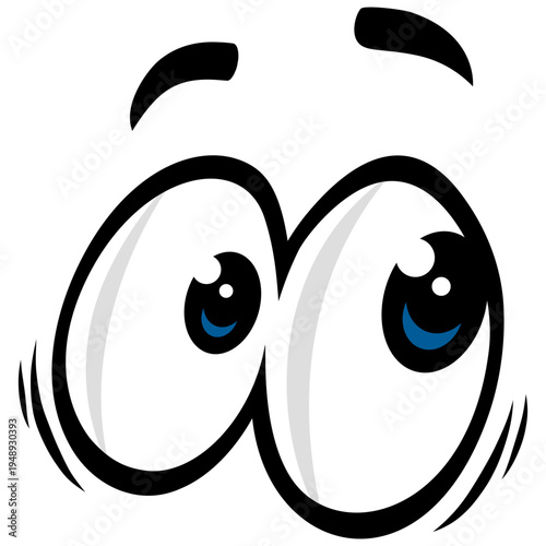 Googly Eyes Looking Sideways Cartoon Illustration