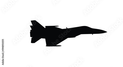 A dark jet fighter plane in profile a striking silhouette