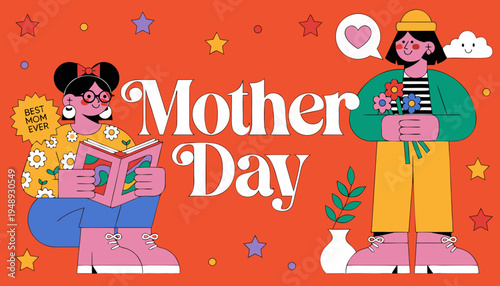 vector illustration of a happy mother day
