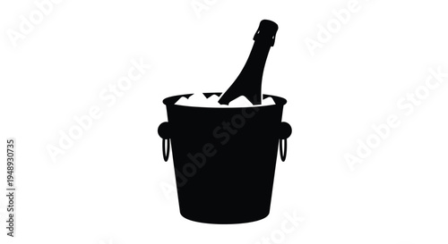 Champagne bottle in ice bucket a striking black silhouette