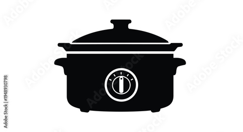 A black silhouette of a kitchen slow cooker appliance