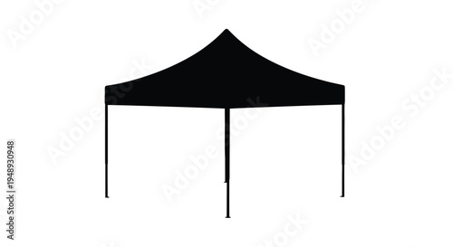 Black canopy tent isolated on white a striking silhouette