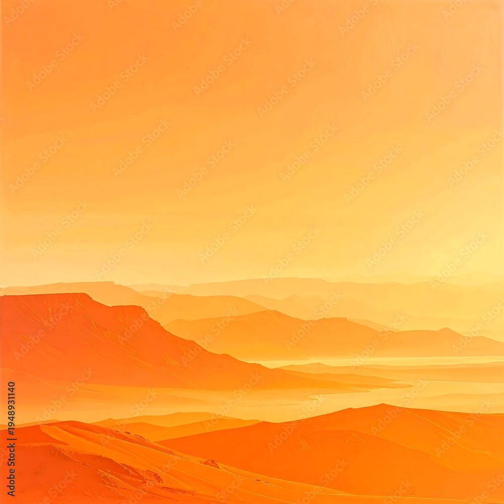 Fototapeta premium A serene desert landscape at sunset with orange hues
