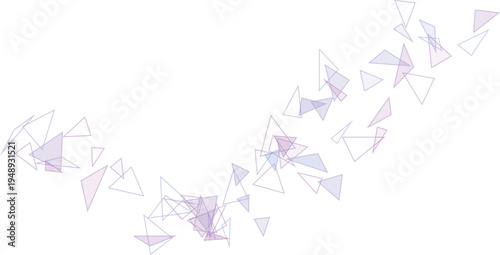 Vector image of Abstract vector background with scattered translucent purple and blue geometric triangles creating a dynamic, modern design element for digital projects isolated on Transparent