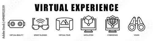 Virtual Experience web banner icon illustration concept