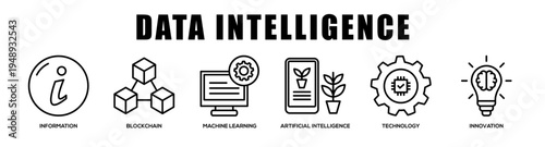Data Intelligence web banner icon illustration concept