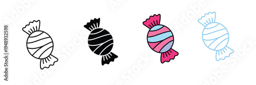 Sweet Candy Icon for Confectionery Shop, Birthday Party Treats, and Sugary Dessert Design. Symbol Vector Illustration.