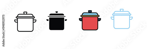 Kitchen Cooking Pot Icon for Culinary Recipe, Household Saucepan, and Restaurant Catering Service. Symbol Vector Illustration.