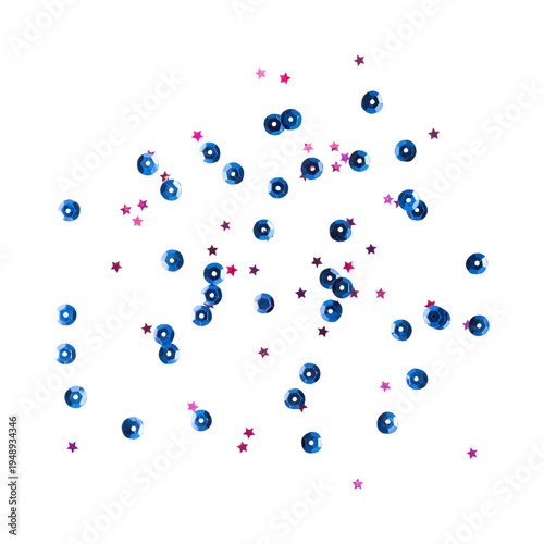 Blue and pink confetti pieces scattered isolated on Transparent Background