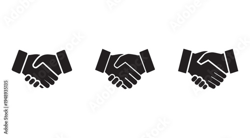 Handshake icons in various positions for business partnership and agreement concepts  symbols of unity and cooperation